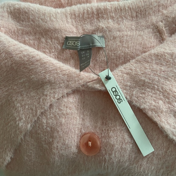 ASOS design fluffy knit pink bardot mini dress - Picture 3 of 4